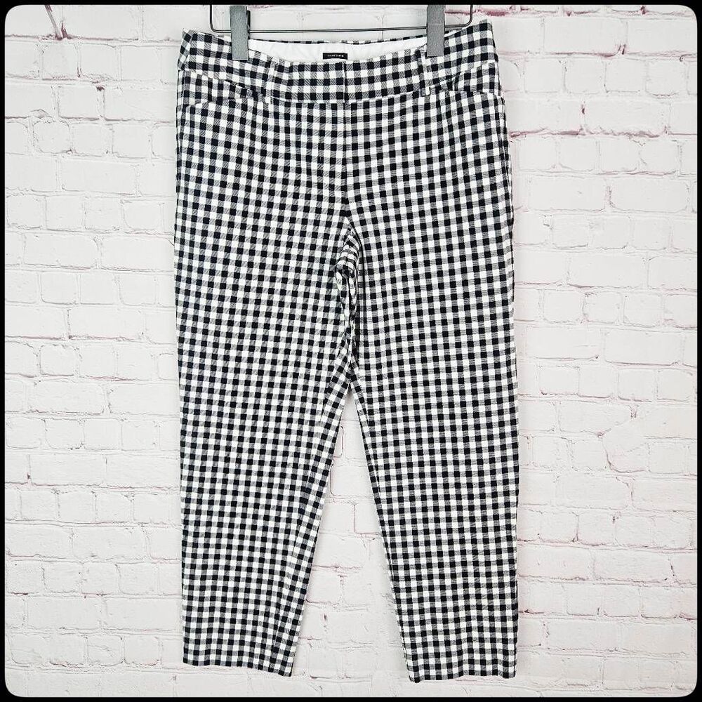 TALBOTS Petites Hampshire Ankle White & Black Gingham Check Plaid Print Pant 10P